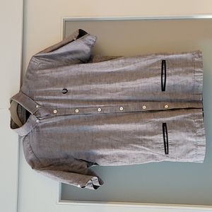 Fred Perry Button Collar T-Shirt with Pockets, Men's Medium, Grey